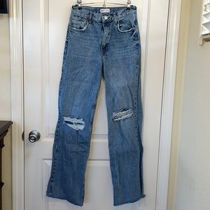 Zara Wide Leg Distressed Jeans
